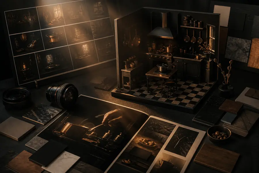 Concepto de video cinematográfico con iluminación atmosférica
