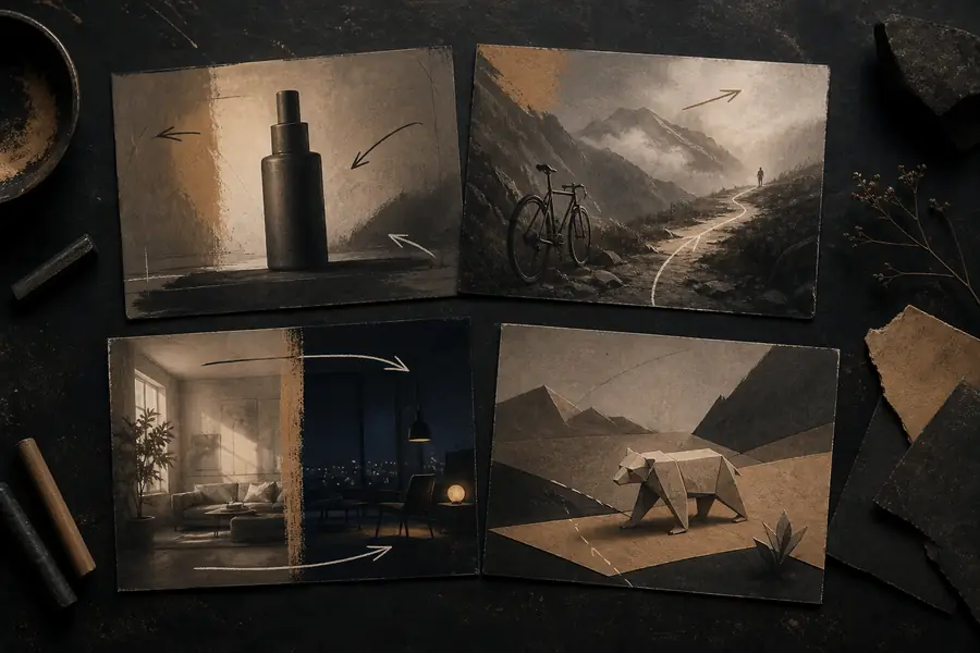 Initial visual workspace used to plan a generative video scene